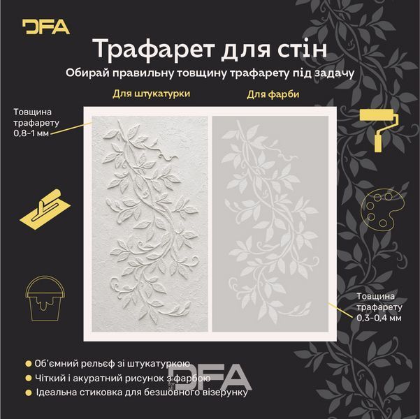 Трафарет DFA для декору Природа Гілка для штукатурки та фарби 0,3-1мм (P00179) P00179 фото