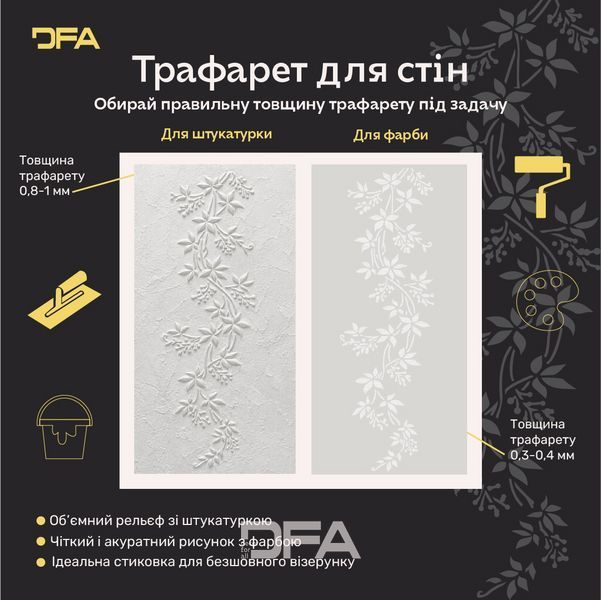 Трафарет DFA для декора Природа Ветка для штукатурки и краски 0,3-1мм (P00180) P00180 фото