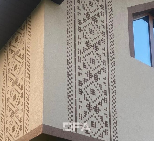 Етнічний фасад з трафаретом DFA Вишиванка для декоративної штукатурки і фарби 0.3-1 мм (Z00030-d) Z00030-d фото